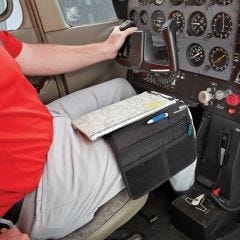 kneeboard strapped to pilot's leg 
