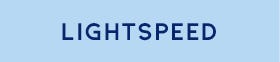Lightspeed text on blue background