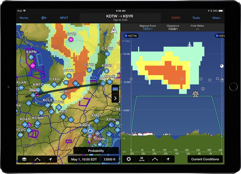 iPad showcasing flight data from any altitude