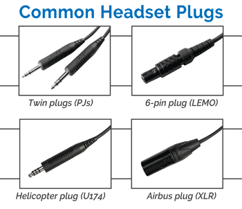 different types of plugs for aviation headsets