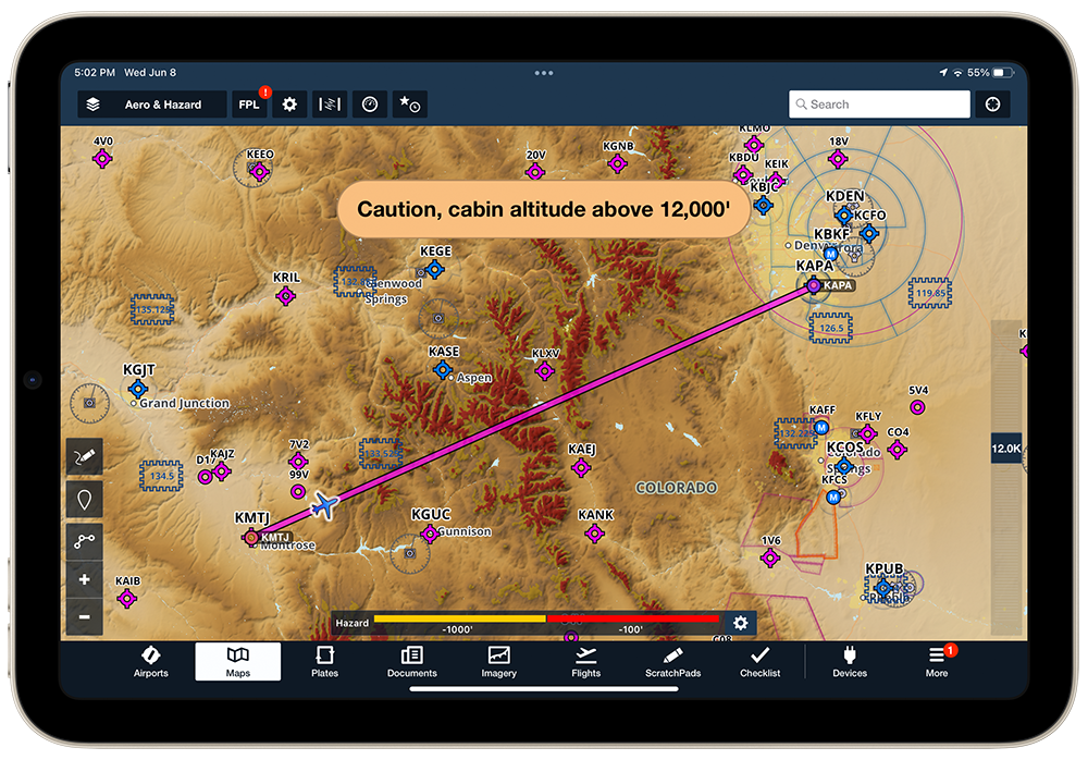 GPS data shown on tablet