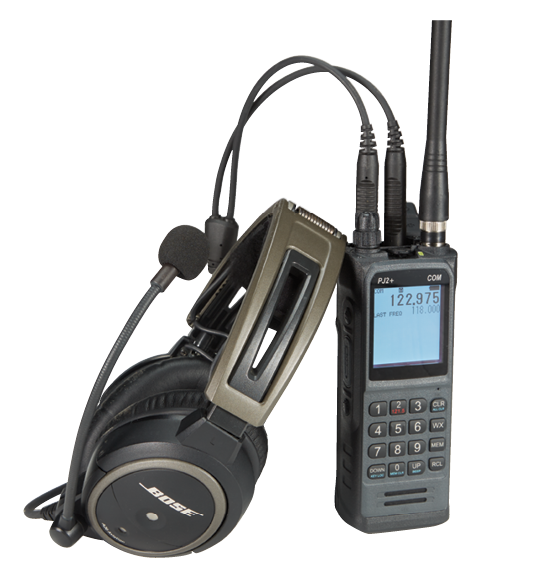 PJ2+ COM Radio with Bose headset plugged into it
