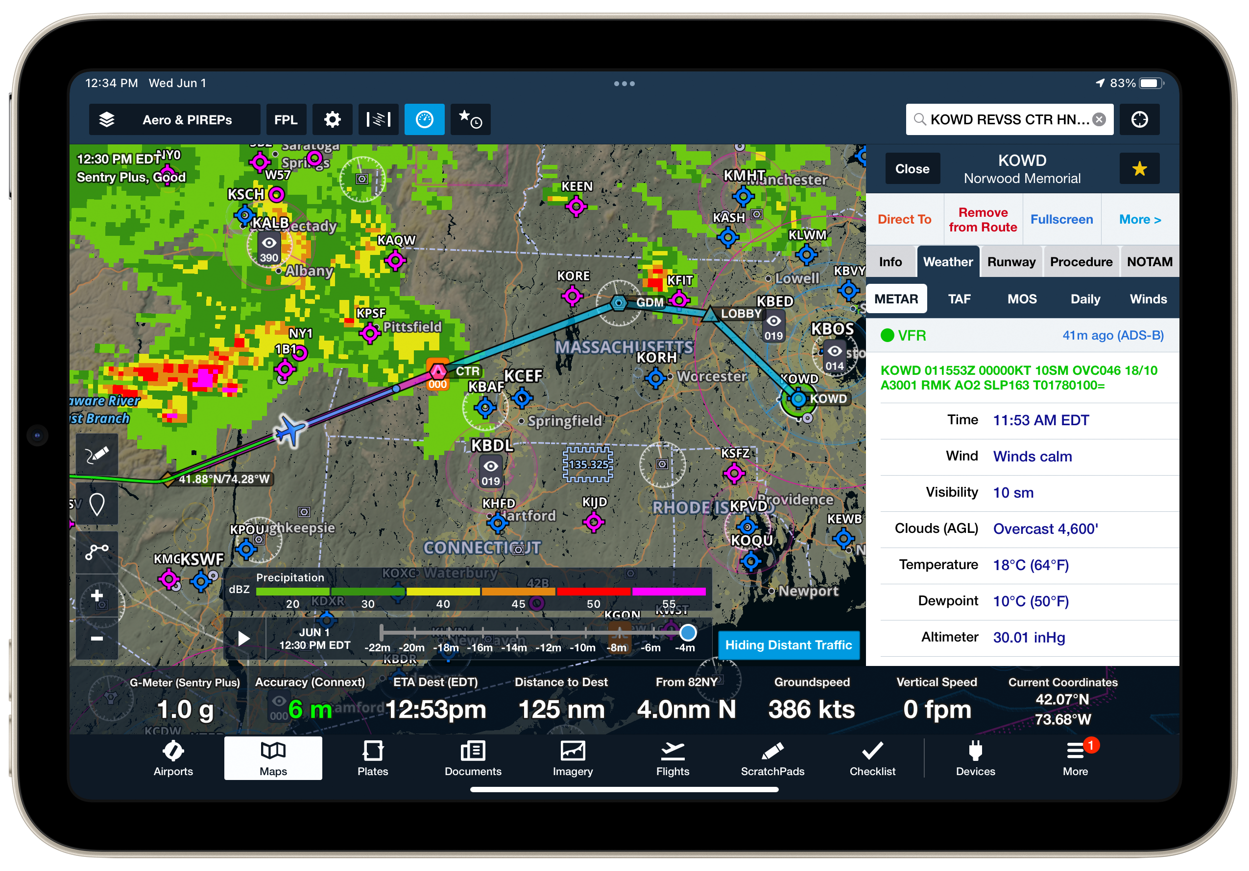 weather data displayed on tablet